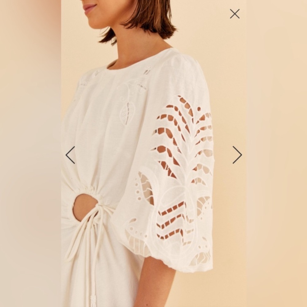 👗👗FARM Rio White Long Sleeve Eyelet Dress - Picture 8 of 10